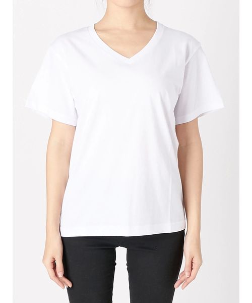 Ungrid（アングリッド）の「BASIC VネックTee（Tシャツ/カットソー・レディース・ライトグレー/オフホワイト/ブラック・FREE）」の4枚目の写真