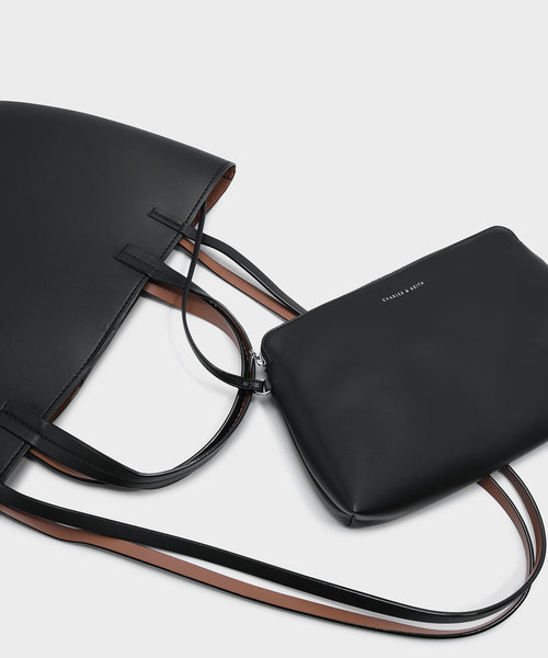 CHARLES & KEITH（チャールズ & キース）の「ラウンドエッジオーバーサイズトート / ROUND EDGE OVERSIZED TOTE（トートバッグ・レディース・ブラック/ベージュ/グリーン・XL）」の11枚目の写真