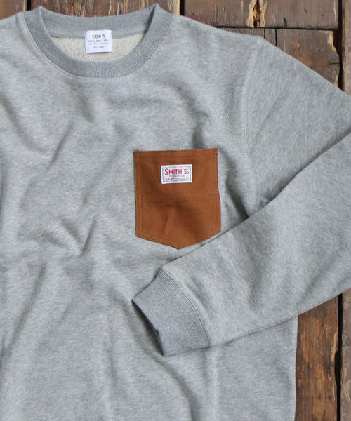 coen（コーエン）の「SMITH別注ポケットスウェットクルーネック(一部WEB限定カラー)（スウェット・メンズ・グレー/ブラック/グレー系その他/ワイン/ネイビー/レッド系その他・LARGE/MEDIUM/SMALL/X-LARGE）」の4枚目の写真