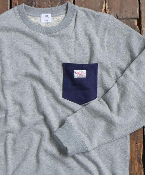 coen（コーエン）の「SMITH別注ポケットスウェットクルーネック(一部WEB限定カラー)（スウェット・メンズ・グレー/ブラック/グレー系その他/ワイン/ネイビー/レッド系その他・LARGE/MEDIUM/SMALL/X-LARGE）」の3枚目の写真