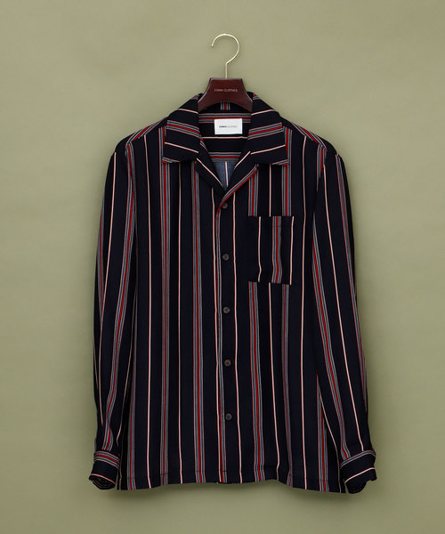 EMMA CLOTHES(エマクローズ)の「マルチストライプ長袖オープンカラーシャツ(シャツ/ブラウス・メンズ・ネイビー/ワイン/ホワイト・M/L)」の6枚目の写真