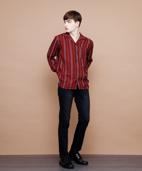 EMMA CLOTHES(エマクローズ)の「マルチストライプ長袖オープンカラーシャツ(シャツ/ブラウス・メンズ・ネイビー/ワイン/ホワイト・M/L)」の5枚目の写真