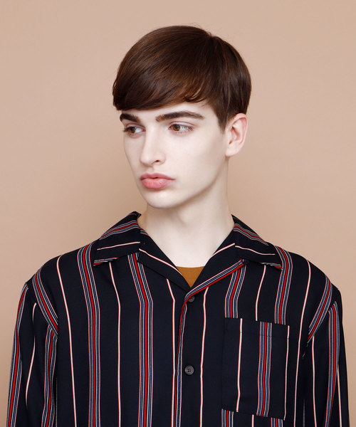 EMMA CLOTHES(エマクローズ)の「マルチストライプ長袖オープンカラーシャツ(シャツ/ブラウス・メンズ・ネイビー/ワイン/ホワイト・M/L)」の8枚目の写真