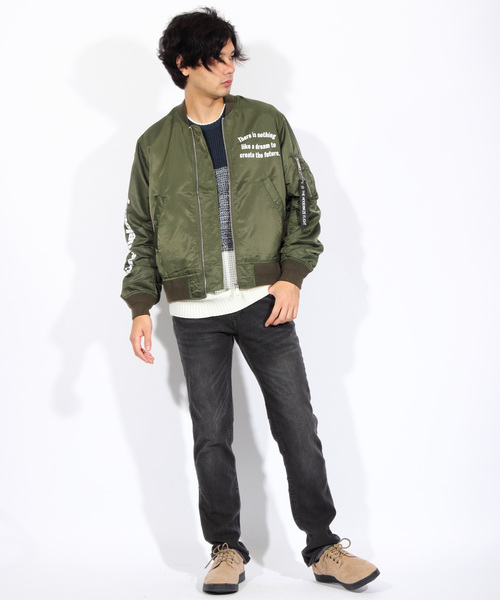 8(eight)(エイト)の「バックプリント MA-1 ミリタリージャケット 中綿(MA-1・メンズ・ブラック/オリーブ/ワイン・MEDIUM/LARGE/X-LARGE)」の4枚目の写真