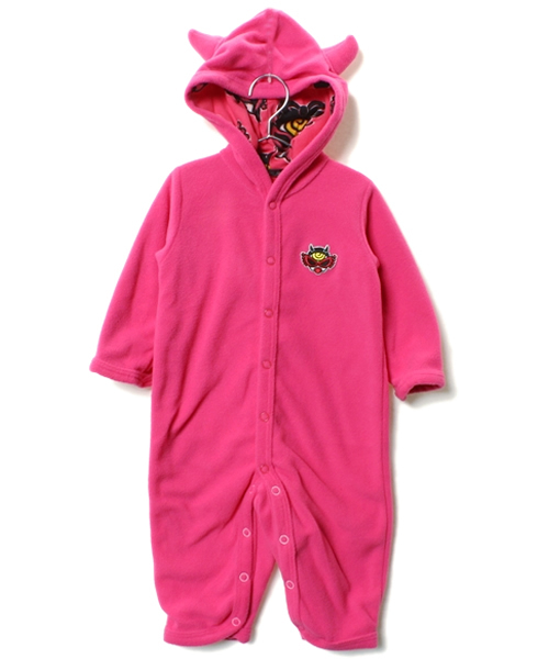 HYSTERIC MINI(ヒステリックミニ)の「BABY DOTTED DEVILKIN 総柄 リバーシブル カバーオール(ロンパース・キッズ・ブラック/ピンク・FREE)」の12枚目の写真