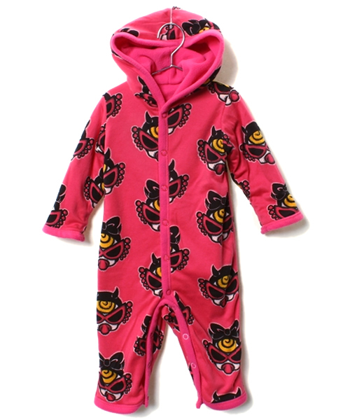 HYSTERIC MINI(ヒステリックミニ)の「BABY DOTTED DEVILKIN 総柄 リバーシブル カバーオール(ロンパース・キッズ・ブラック/ピンク・FREE)」の14枚目の写真