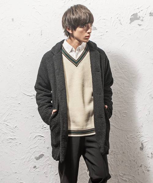 MinoriTY(マイノリティ)の「コート/プードルボアビッグチェスターコート(ダウンジャケット/コート・メンズ・ブラック/モカ/グレー・M/L/XL)」の2枚目の写真