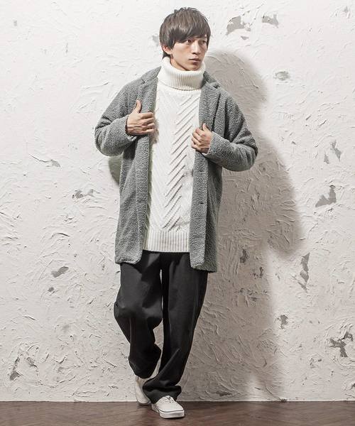 MinoriTY(マイノリティ)の「コート/プードルボアビッグチェスターコート(ダウンジャケット/コート・メンズ・ブラック/モカ/グレー・M/L/XL)」の7枚目の写真