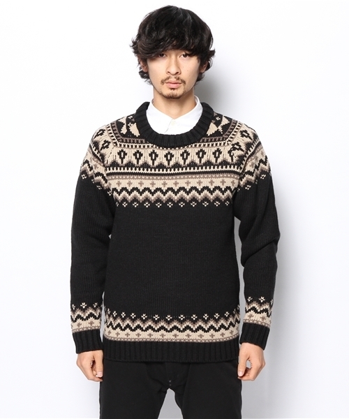 NANO universe（ナノユニバース）の「ローゲージジャガードニット（ニット/セーター・メンズ・ブラック/ネイビー/グレー/オフホワイト・X-LARGE/SMALL/MEDIUM/LARGE）」の8枚目の写真