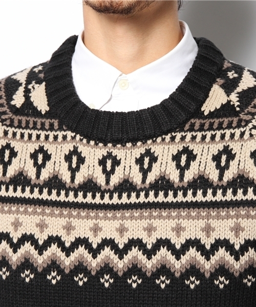 NANO universe（ナノユニバース）の「ローゲージジャガードニット（ニット/セーター・メンズ・ブラック/ネイビー/グレー/オフホワイト・X-LARGE/SMALL/MEDIUM/LARGE）」の11枚目の写真