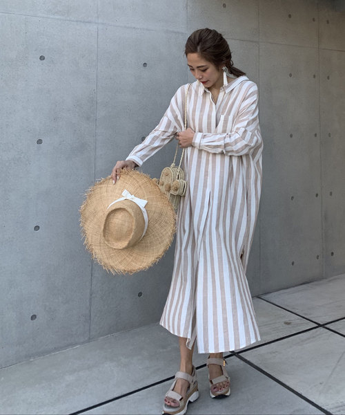CIEL'AIR（シエルエアー）の「【CIEL'AIR/シエルエアー】ストライプバックリボンシャツワンピ（シャツワンピース・レディース・ベージュ/カーキ・FREE）」の20枚目の写真