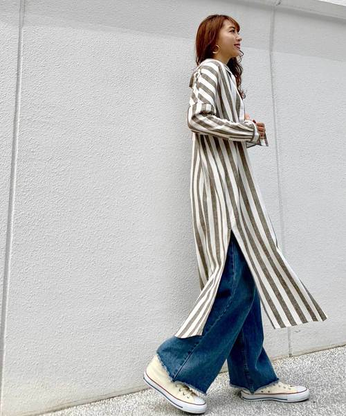 CIEL'AIR（シエルエアー）の「【CIEL'AIR/シエルエアー】ストライプバックリボンシャツワンピ（シャツワンピース・レディース・ベージュ/カーキ・FREE）」の17枚目の写真