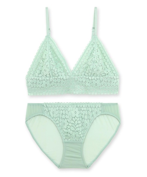 fran de lingerie（フランデランジェリー）の「ノンワイヤーブラ&ショーツセット ブラレット　軽くて楽ちん♪安定感も抜群なブラレット（ブラ&ショーツ・レディース・ブラック/レッド/オフホワイト/ピンク/セージグリーン/マスタード/グレイッシュブルー・S/M/L/XL/LL）」の12枚目の写真