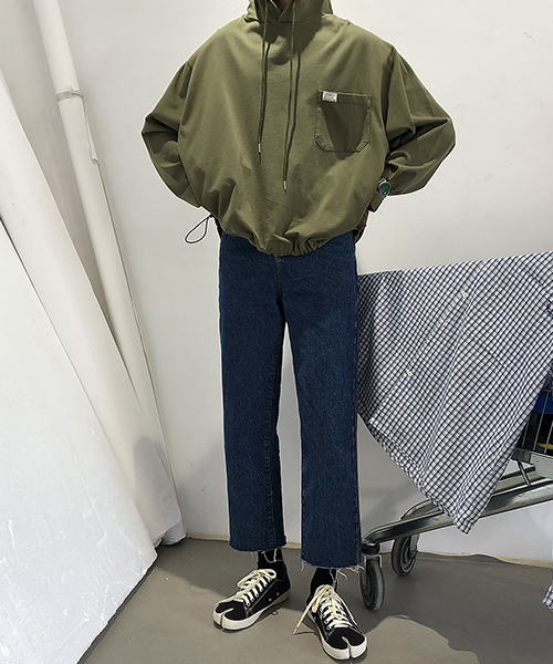 MASONPRINCE(メイソンプリンス)の「【MASONPRINCE】ビッグシルエット フード付きカットソー 裾アジャスター付き(パーカー・メンズ・ホワイト/ブラック/カーキ/レッド/ブルー・S/M/L)」の8枚目の写真