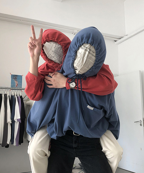 MASONPRINCE(メイソンプリンス)の「【MASONPRINCE】ビッグシルエット フード付きカットソー 裾アジャスター付き(パーカー・メンズ・ホワイト/ブラック/カーキ/レッド/ブルー・S/M/L)」の16枚目の写真