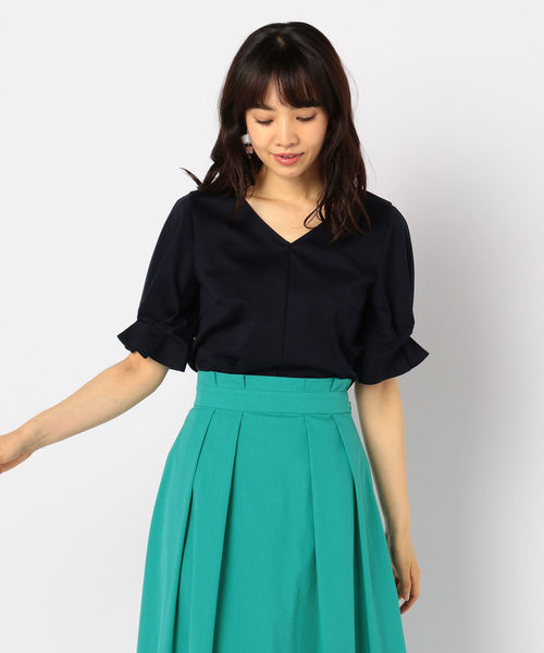 NOLLEY’S（ノーリーズ）の「[新色追加]袖フレアカットブラウス（Tシャツ/カットソー・レディース・ホワイト/ネイビー/ベビーピンク/ブラック/ピンク・36/38）」の3枚目の写真