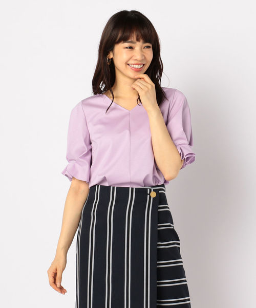 NOLLEY’S（ノーリーズ）の「[新色追加]袖フレアカットブラウス（Tシャツ/カットソー・レディース・ホワイト/ネイビー/ベビーピンク/ブラック/ピンク・36/38）」の5枚目の写真