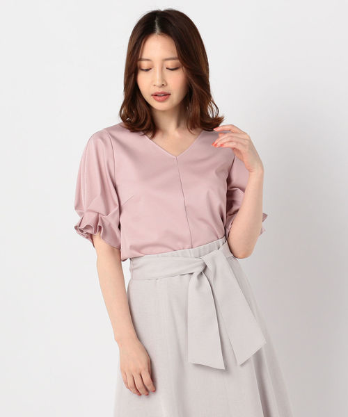 NOLLEY’S（ノーリーズ）の「[新色追加]袖フレアカットブラウス（Tシャツ/カットソー・レディース・ホワイト/ネイビー/ベビーピンク/ブラック/ピンク・36/38）」の4枚目の写真