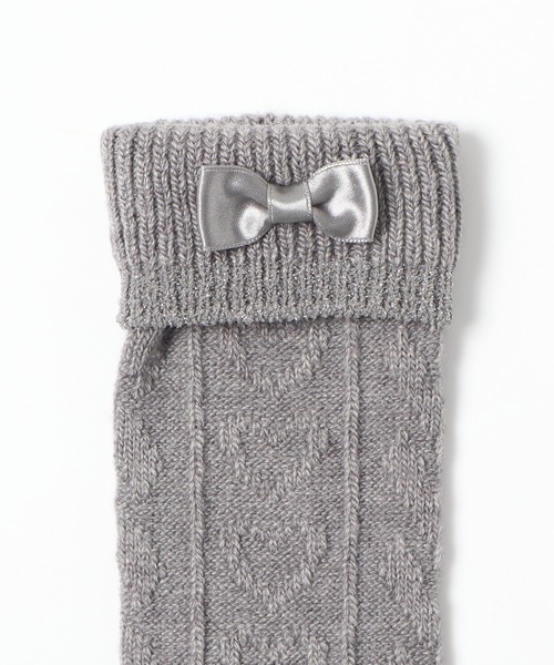 KP DECO（ケーピーデコ）の「ハート編みミニリボン付きハイソックス（ソックス/靴下・キッズ・オフホワイト/杢グレー/ブルー系その他・22cm/16cm/18cm/14cm/20cm）」の8枚目の写真