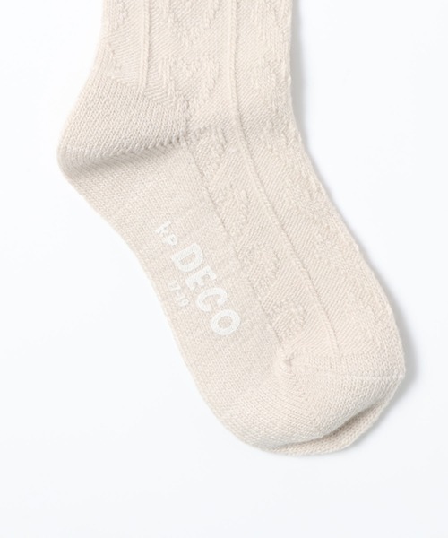 KP DECO（ケーピーデコ）の「ハート編みミニリボン付きハイソックス（ソックス/靴下・キッズ・オフホワイト/杢グレー/ブルー系その他・22cm/16cm/18cm/14cm/20cm）」の6枚目の写真