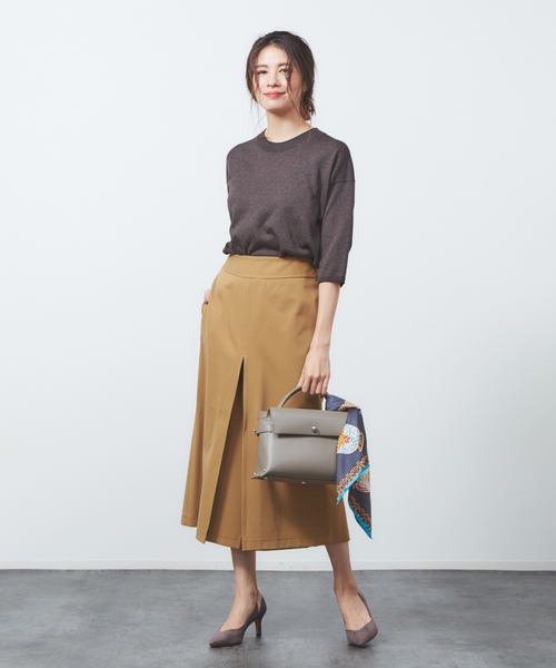 qualite（カリテ）の「ストレッチボックスプリーツパンツ