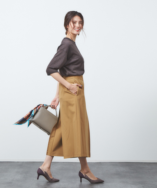 〇新品未使用〇　qualité ストレッチボックスプリーツパンツ qualite（カリテ）の「ストレッチボックスプリーツパンツ
