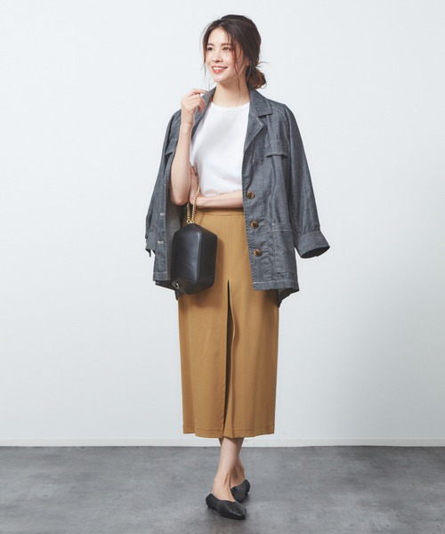 qualite（カリテ）の「ストレッチボックスプリーツパンツ