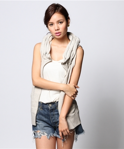 goa（ゴア）の「粗挽き杢裏毛 ビックフードベスト（ベスト・レディース・グレー/モカ/ベージュ・FREE）」の16枚目の写真