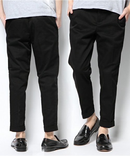 CIAOPANIC（チャオパニック）の「【Ciaopanic】TCツイルアンクルカットテーパード（チノパンツ・メンズ・ブラック/ベージュ/ネイビー/グレー・SMALL/LARGE/MEDIUM）」の2枚目の写真