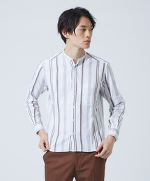 【展開店舗限定】バンドカラーストライプシャツ
