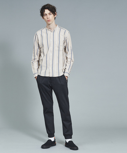 ABAHOUSE GRAY(アバハウスグレイ)の「【展開店舗限定】バンドカラーストライプシャツ(シャツ/ブラウス・メンズ・ホワイト/ベージュ/カーキ・46/48/50)」の4枚目の写真