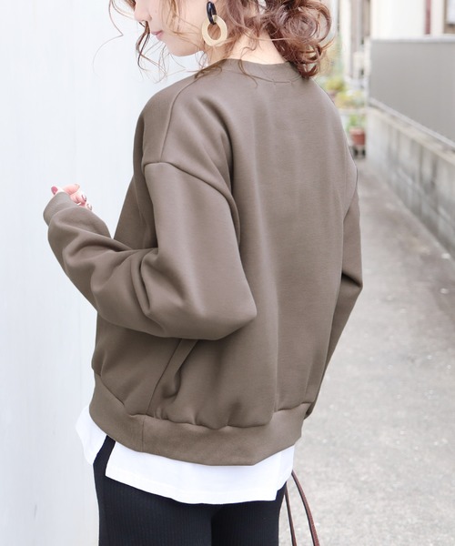 reca（レカ）の「ロングスリーブ裏起毛スシンプルウェット（スウェット・レディース・ブラック/モカ/ホワイト系その他/ブルー系その他・FREE）」の6枚目の写真