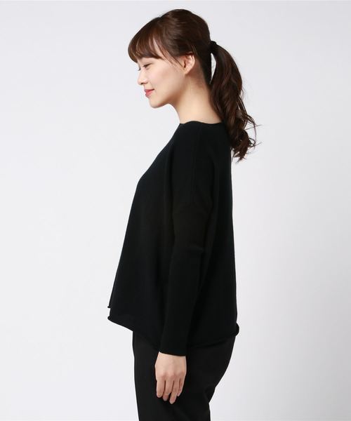 カシミヤ100%】DEMYLEE デミリー Vネックドルマンスリーブニット 黒