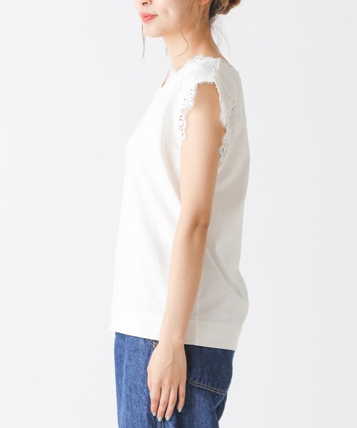 PUAL CE CIN(ピュアルセシン)の「レースノースリーブ(Tシャツ/カットソー・レディース・ブラック/オフホワイト/ライトベージュ・FREE)」の16枚目の写真