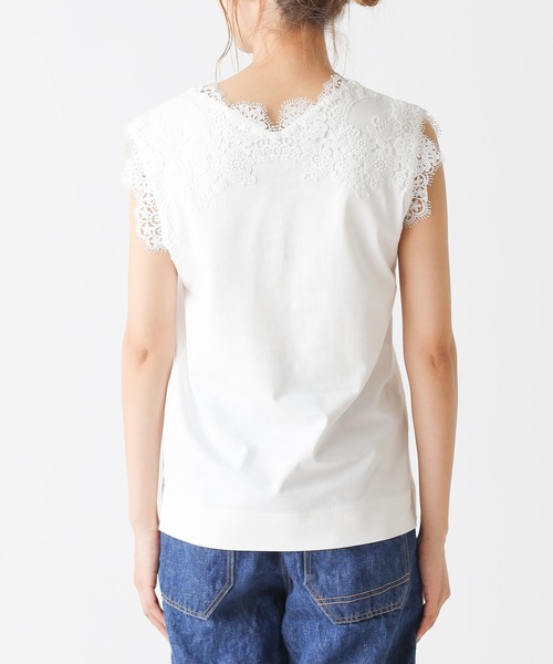 PUAL CE CIN(ピュアルセシン)の「レースノースリーブ(Tシャツ/カットソー・レディース・ブラック/オフホワイト/ライトベージュ・FREE)」の14枚目の写真