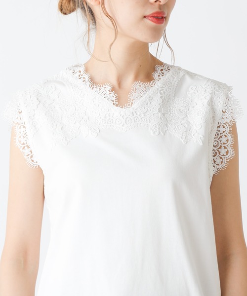 PUAL CE CIN(ピュアルセシン)の「レースノースリーブ(Tシャツ/カットソー・レディース・ブラック/オフホワイト/ライトベージュ・FREE)」の18枚目の写真