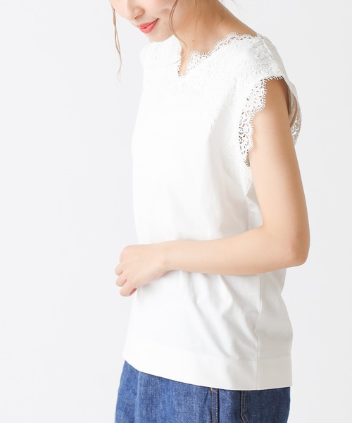 PUAL CE CIN(ピュアルセシン)の「レースノースリーブ(Tシャツ/カットソー・レディース・ブラック/オフホワイト/ライトベージュ・FREE)」の10枚目の写真