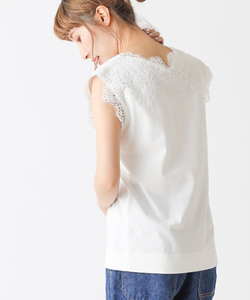 PUAL CE CIN(ピュアルセシン)の「レースノースリーブ(Tシャツ/カットソー・レディース・ブラック/オフホワイト/ライトベージュ・FREE)」の13枚目の写真