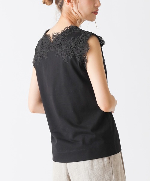 PUAL CE CIN(ピュアルセシン)の「レースノースリーブ(Tシャツ/カットソー・レディース・ブラック/オフホワイト/ライトベージュ・FREE)」の7枚目の写真