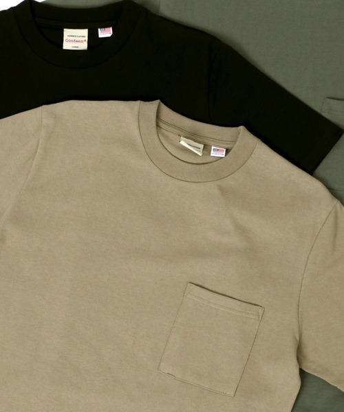 Goodwear（グッドウェア）の「Goodwear/グッドウェア USAコットン 無地 ポケット クルーネック 半袖Tシャツ/レディース メンズ（Tシャツ/カットソー・メンズ・ホワイト/ブラック/ベージュ/ブラウン/カーキ/グリーン/グレイッシュベージュ/グレー/ダークグリーン/グレイッシュブルー/ネイビー/チャコール/ライトピンク・M/L/XL）」の6枚目の写真