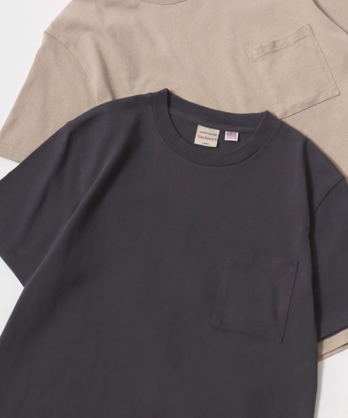 Goodwear（グッドウェア）の「Goodwear/グッドウェア USAコットン 無地 ポケット クルーネック 半袖Tシャツ/レディース メンズ（Tシャツ/カットソー・メンズ・ホワイト/ブラック/ベージュ/ブラウン/カーキ/グリーン/グレイッシュベージュ/グレー/ダークグリーン/グレイッシュブルー/ネイビー/チャコール/ライトピンク・M/L/XL）」の4枚目の写真