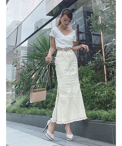 RESEXXY（リゼクシー）の「バイカラーステッチデニムスカート（デニムスカート・レディース・オフホワイト/インディゴブルー・SMALL/MEDIUM）」の15枚目の写真