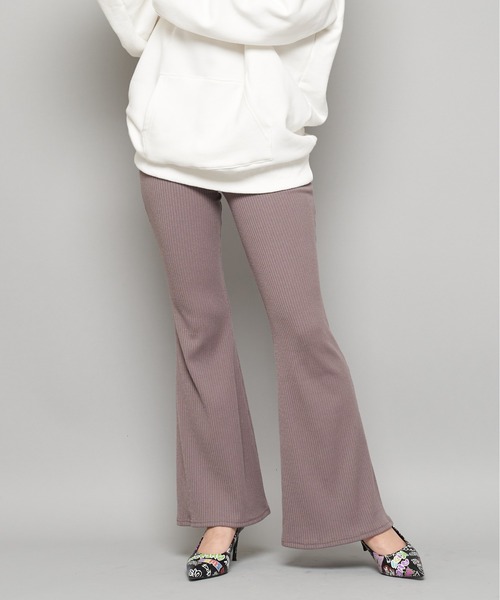 SPIRALGIRL（スパイラルガール）の「リブフレアパンツ（その他パンツ・レディース・ブラック/モカ/パープル/ブラウン・FREE/LONG）」の3枚目の写真