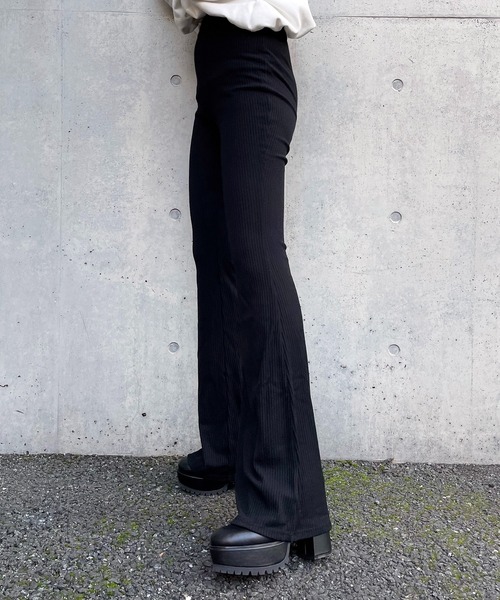 SUKALA リブフレアパンツ Lサイズ 新作】SUKALA ベーシックリブフレア