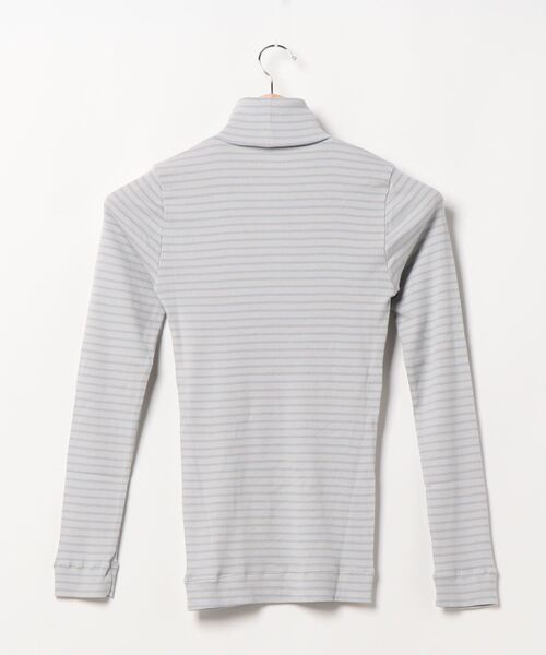 human woman(ヒューマンウーマン)の「スビン丸胴ボーダー(Tシャツ/カットソー・レディース・チャコールグレー/ダークオリーブ・MEDIUM)」の4枚目の写真