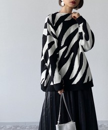 PAGEBOY | ゼブラジャガードニット(ニット/セーター)