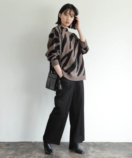 PAGEBOY（ページボーイ）の「ゼブラジャガードニット（ニット/セーター・レディース・ブラック/モカ・FREE）」の10枚目の写真