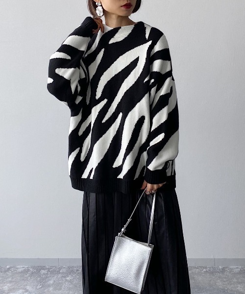 PAGEBOY（ページボーイ）の「ゼブラジャガードニット（ニット/セーター・レディース・ブラック/モカ・FREE）」の21枚目の写真