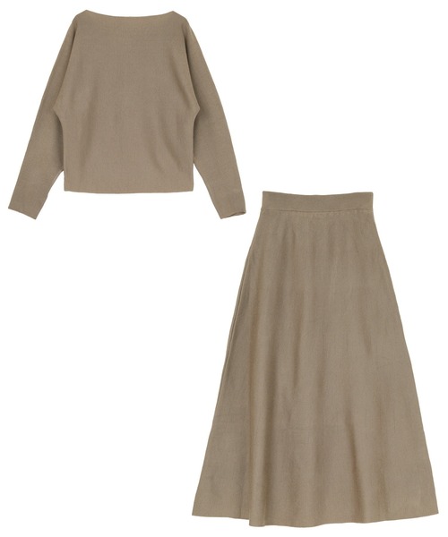 UR'S（ユアーズ）の「ﾄﾞﾙﾏﾝﾆｯﾄ×ｽｶｰﾄｾｯﾄｱｯﾌﾟ（セットアップ・レディース・ブラック/グレイッシュベージュ・S/M/L）」の14枚目の写真