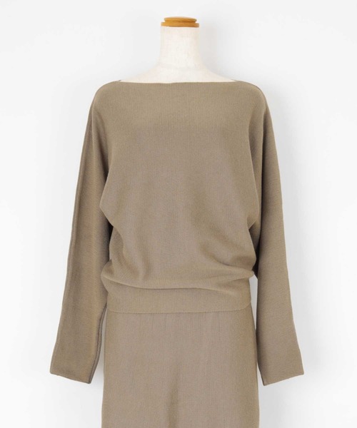 UR'S（ユアーズ）の「ﾄﾞﾙﾏﾝﾆｯﾄ×ｽｶｰﾄｾｯﾄｱｯﾌﾟ（セットアップ・レディース・ブラック/グレイッシュベージュ・S/M/L）」の7枚目の写真